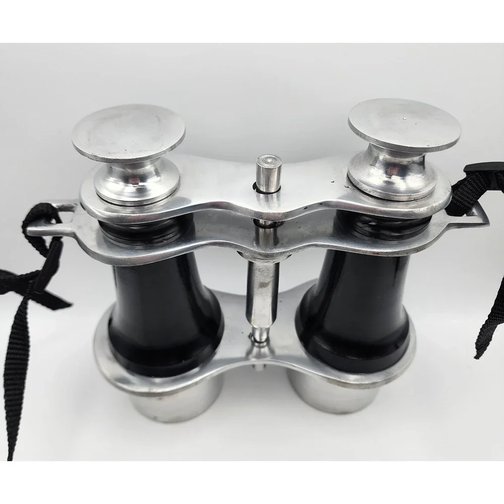 Vintage faux binoculars‎ home decor, black/ aluminum art Handcrafted in India